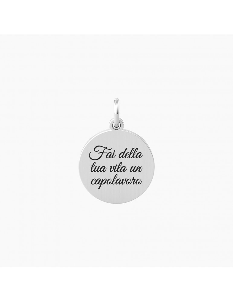 Kidult By You | Vita | Capolavoro | Charm in acciaio con scritta e cristallo bianco | 741018