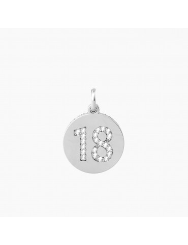 Kidult By You | 18 | Make a Wish | Charm in acciaio con scritta e cristalli bianchi | 741026