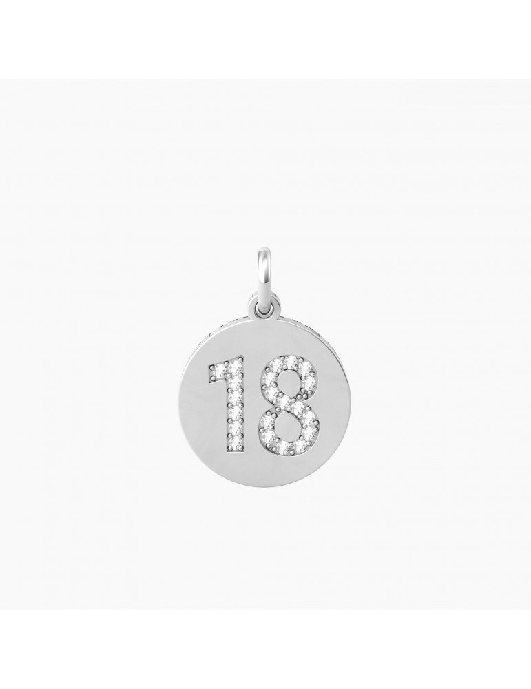 Kidult By You | 18 | Make a Wish | Charm in acciaio con scritta e cristalli bianchi | 741026