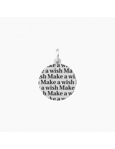 Kidult By You | 18 | Make a Wish | Charm in acciaio con scritta e cristalli bianchi | 741026