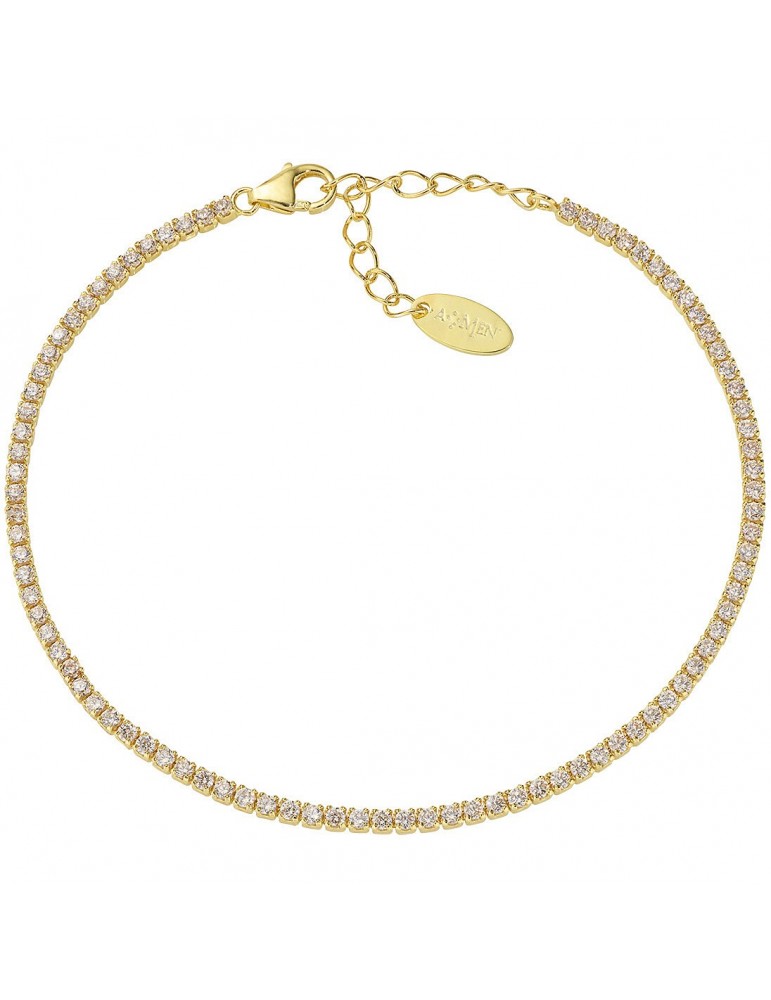 Amen | Tennis Mania | Bracciale tennis in argento 925‰ dorato con zirconi champagne | BT1GCH17