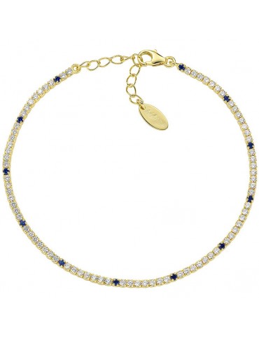 Amen | Tennis Mania | Bracciale tennis in argento 925‰ dorato con zirconi bianchi e blu | BT1G7BBL17