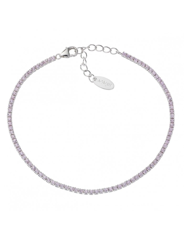 Amen | Tennis Mania | Bracciale tennis in argento 925‰ con zirconi rosa | BT1BRO17