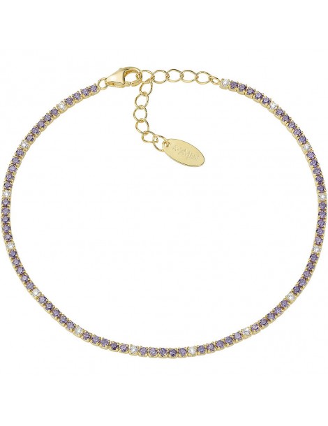 Amen | Tennis Mania | Bracciale tennis in argento 925‰ dorato con zirconi viola e bianchi | BT1GVIB17