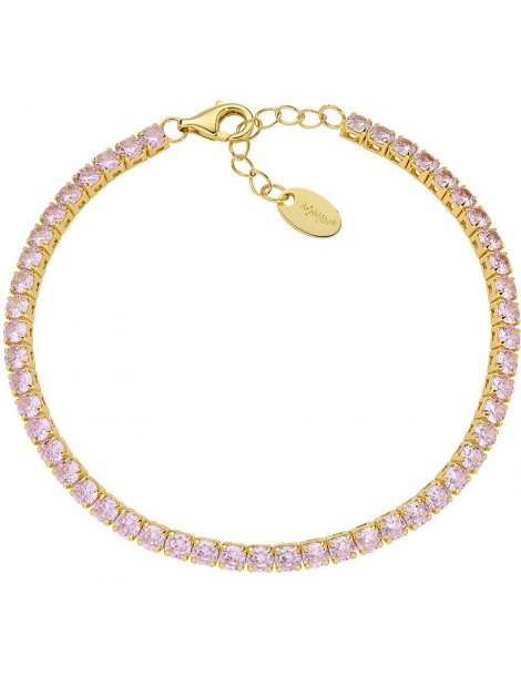 Amen | Tennis Mania | Bracciale tennis in argento 925‰ dorato con zirconi rosa | BT3GRO17