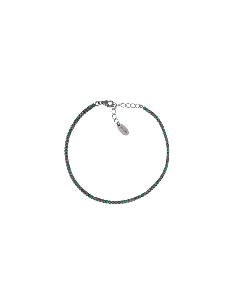 Amen | Tennis Mania | Bracciale tennis in argento 925‰ rutenio con zirconi verdi e neri | BT1NVEN17