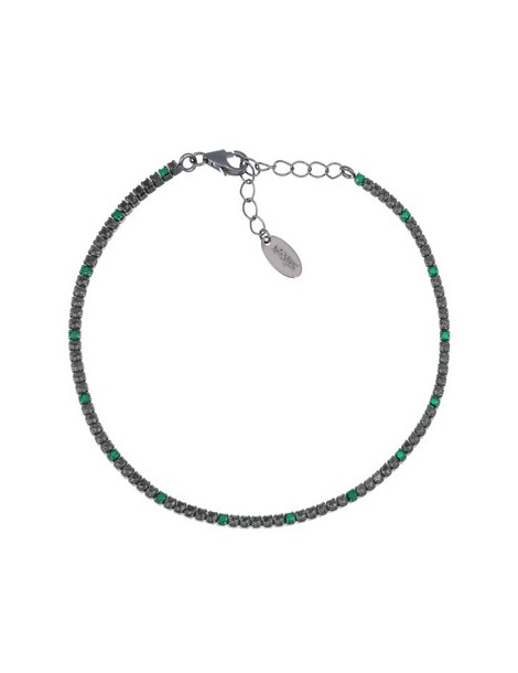 Amen | Tennis Mania | Bracciale tennis in argento 925‰ rutenio con zirconi verdi e neri | BT1NVEN17