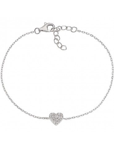 Amen | Coccole Luxury | Bracciale in argento 925‰ con cuore in pavè zirconi bianchi | BRHBBZ