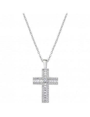 Amen | Croci | Collana in argento 925‰ croce e zirconi bianchi | CLCRBABBBZ