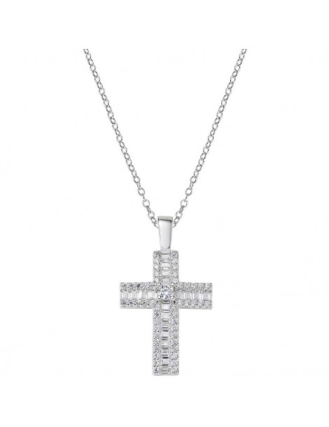 Amen | Croci | Collana in argento 925‰ croce e zirconi bianchi | CLCRBABBBZ