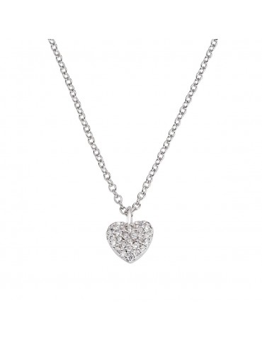 Amen | Cuori | Collana in argento 925‰ con cuore in pavè di zirconi bianchi | CLHBBZ