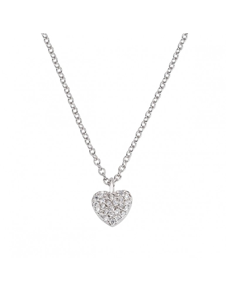 Amen | Cuori | Collana in argento 925‰ con cuore in pavè di zirconi bianchi | CLHBBZ