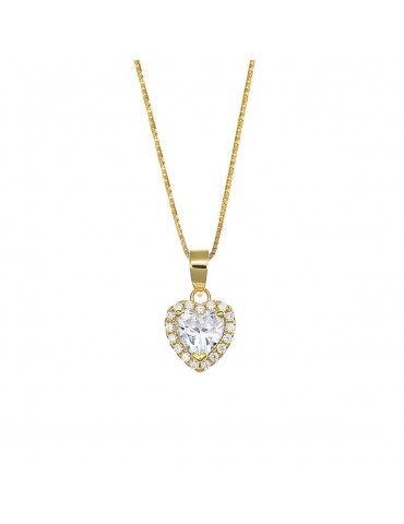 Amen | Diamonds | Collana in argento 925‰ dorato con cuore e zirconi bianchi | CLTICGB