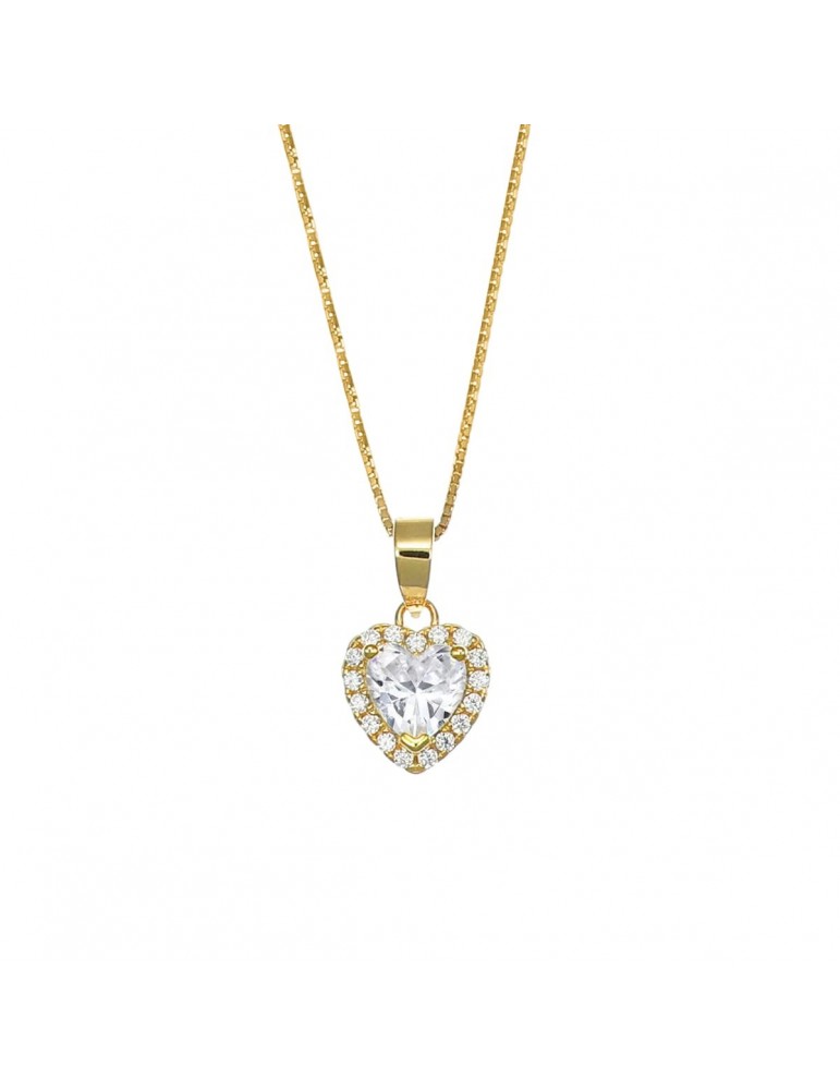 Amen | Diamonds | Collana in argento 925‰ dorato con cuore e zirconi bianchi | CLTICGB