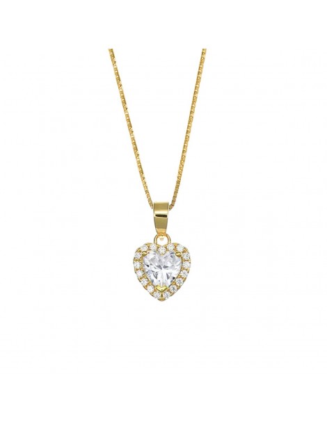 Amen | Diamonds | Collana in argento 925‰ dorato con cuore e zirconi bianchi | CLTICGB