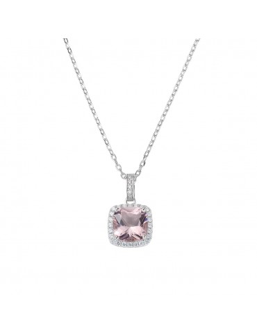 Amen | Lady Diamonds | Collana in argento 925‰ con cuore morganite sintetica e zirconi bianchi | CLQUABBMOZ