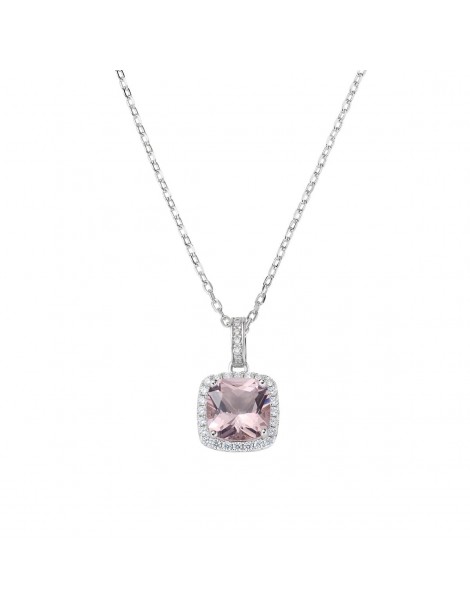 Amen | Lady Diamonds | Collana in argento 925‰ con cuore morganite sintetica e zirconi bianchi | CLQUABBMOZ