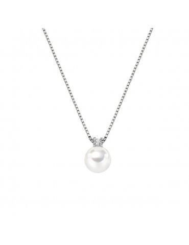 Amen | Perle | Collana in argento 925‰ con sintetica dolce e zircone bianco | CLPBBZ8