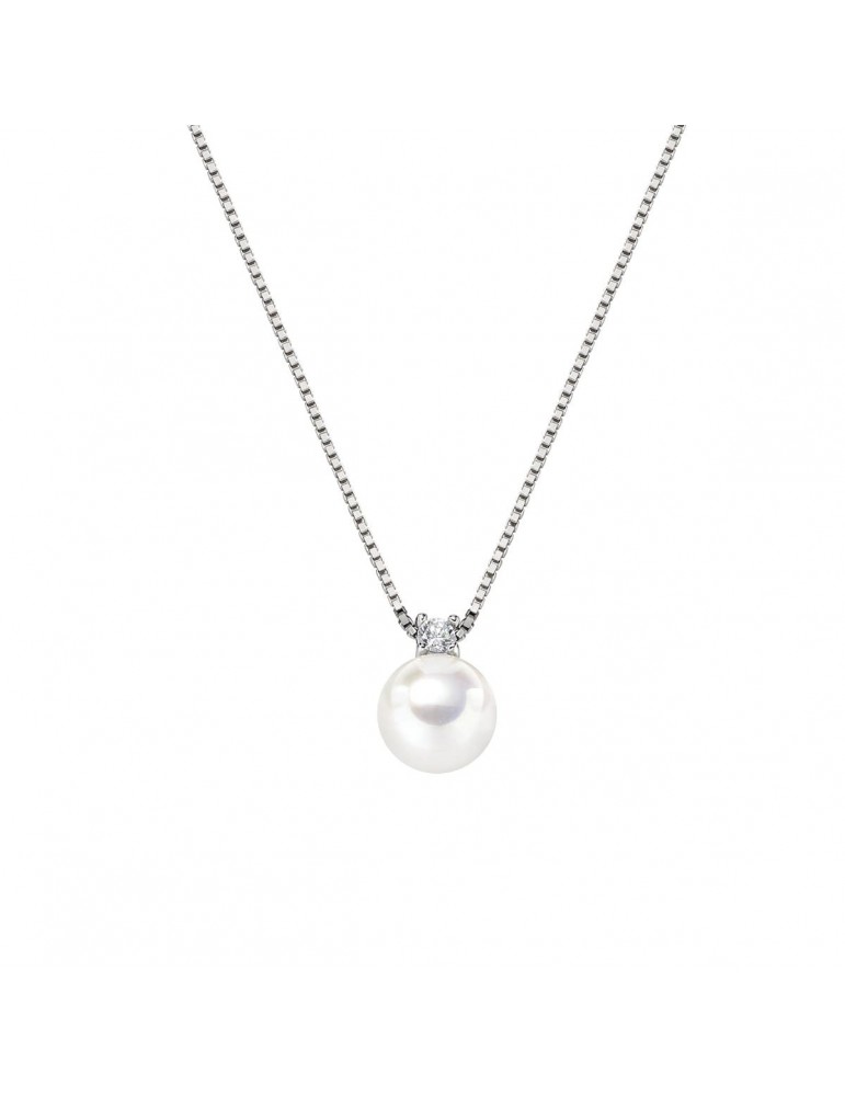 Amen | Perle | Collana in argento 925‰ con sintetica dolce e zircone bianco | CLPBBZ8