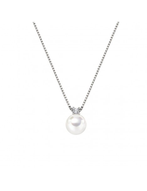 Amen | Perle | Collana in argento 925‰ con sintetica dolce e zircone bianco | CLPBBZ8