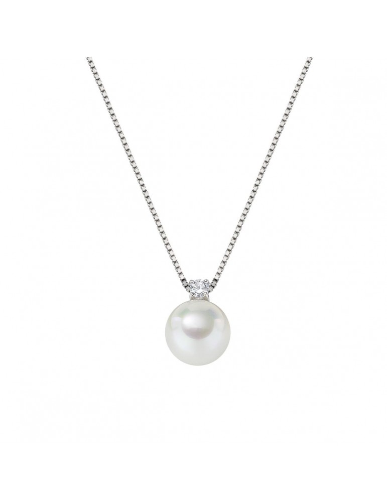 Amen | Perle | Collana in argento 925‰ con sintetica e zircone bianco | CLPBBZ10