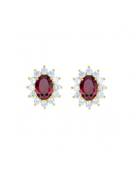 Amen | Lady | Orecchini in argento 925‰ dorato con zircone rosso e zirconi bianchi | ORLDMGBR