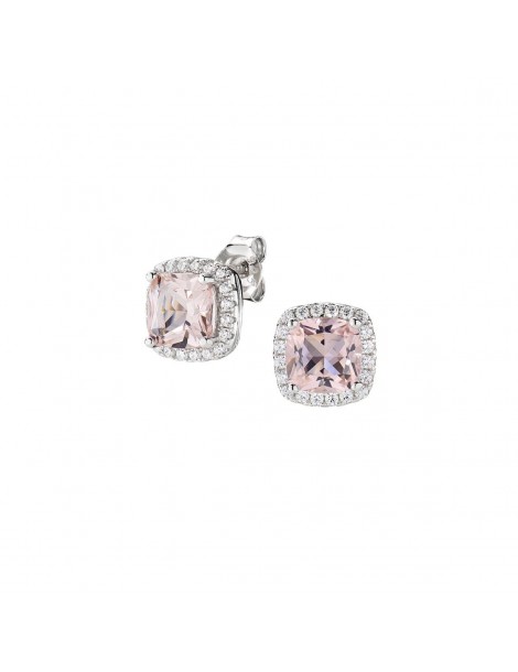 Amen | Lady Diamonds | Orecchini in argento 925‰ con Morganite sintetica e zirconi bianchi | EQUABBMOZ