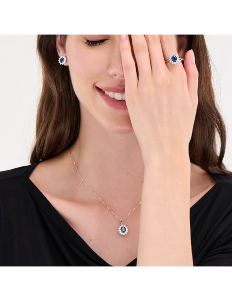 Amen | Lady | Anello in argento 925‰ con zircone blu e zirconi bianchi | ANLDGBBBL