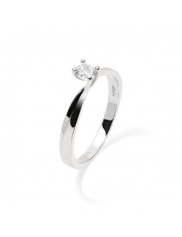 Amen | Lady Diamonds | Anello in argento 925‰ con zircone bianco | ANSOVABB40