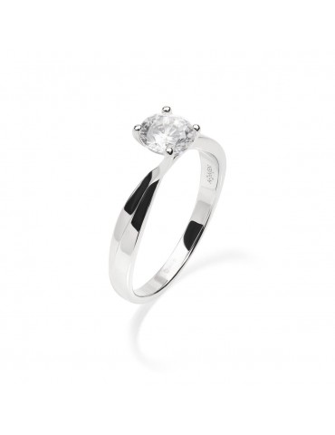 Amen | Lady Diamonds | Anello in argento 925‰ con zircone bianco | ANSOVABB60