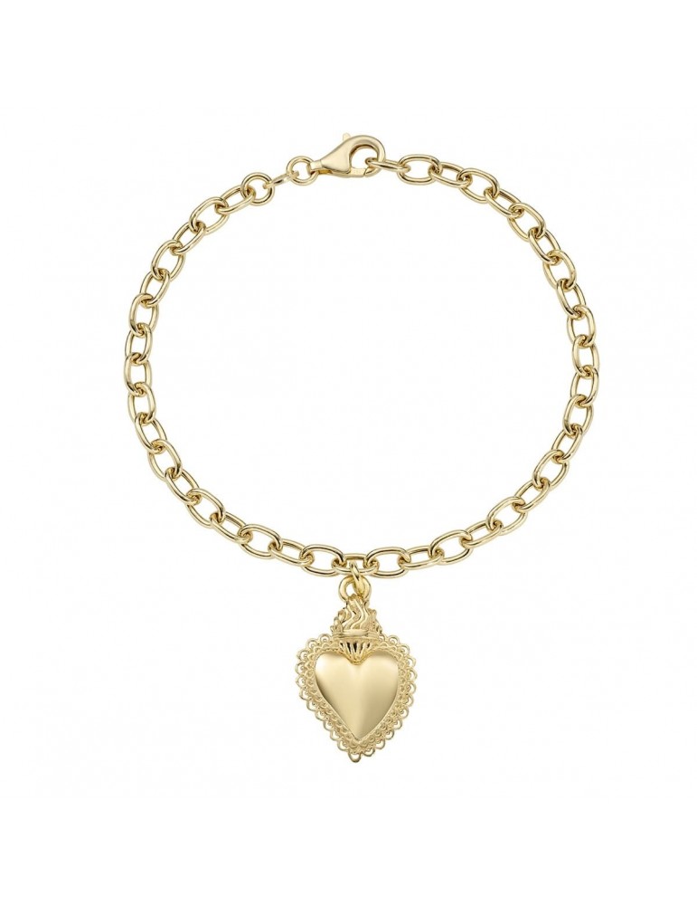 Amen | Sacro Cuore | Bracciale in argento 925‰ dorato con sacro cuore | BRSCG3