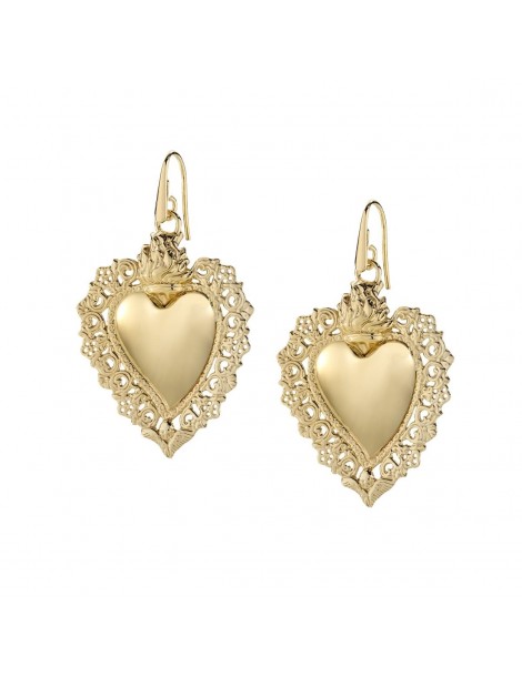 Amen | Sacro Cuore | Orecchini in argento 925‰ dorato con sacro cuore | ORSCG1