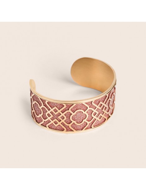 Stroili | Lady Shine | Bracciale in acciaio PVD rosa rigido con glitter | 1692824