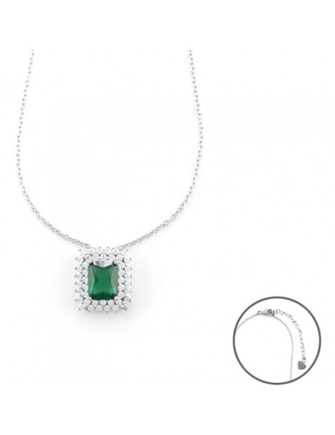 4US Paciotti | Collana in argento 925‰ con zircone verde e zirconi bianchi | 4UCL6544W