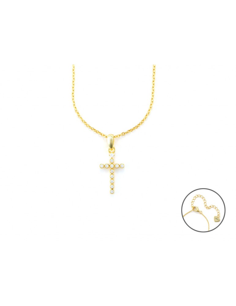 4US Paciotti | Collana in argento 925‰ dorato con croce e zirconi bianchi | 4UCL6909W