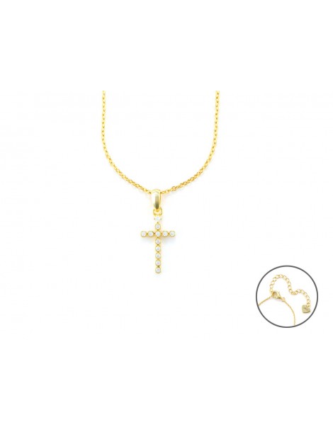 4US Paciotti | Collana in argento 925‰ dorato con croce e zirconi bianchi | 4UCL6909W