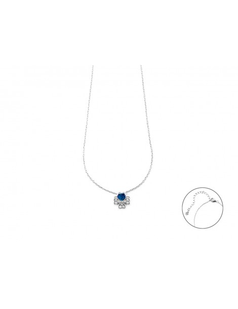 4US Paciotti | Collana in argento 925‰ con quadrifoglio zircone blu e zirconi bianchi | 4UCL7168W