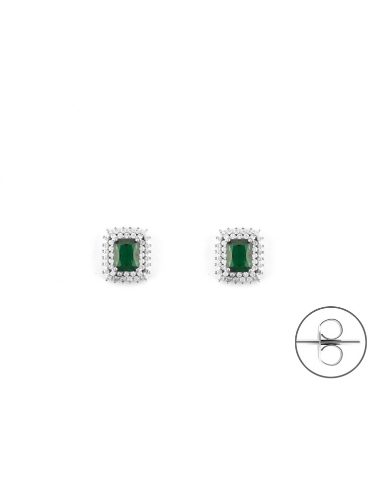 4US Paciotti | Orecchini in argento 925‰ con zircone verde e zirconi bianchi | 4UOR6545W