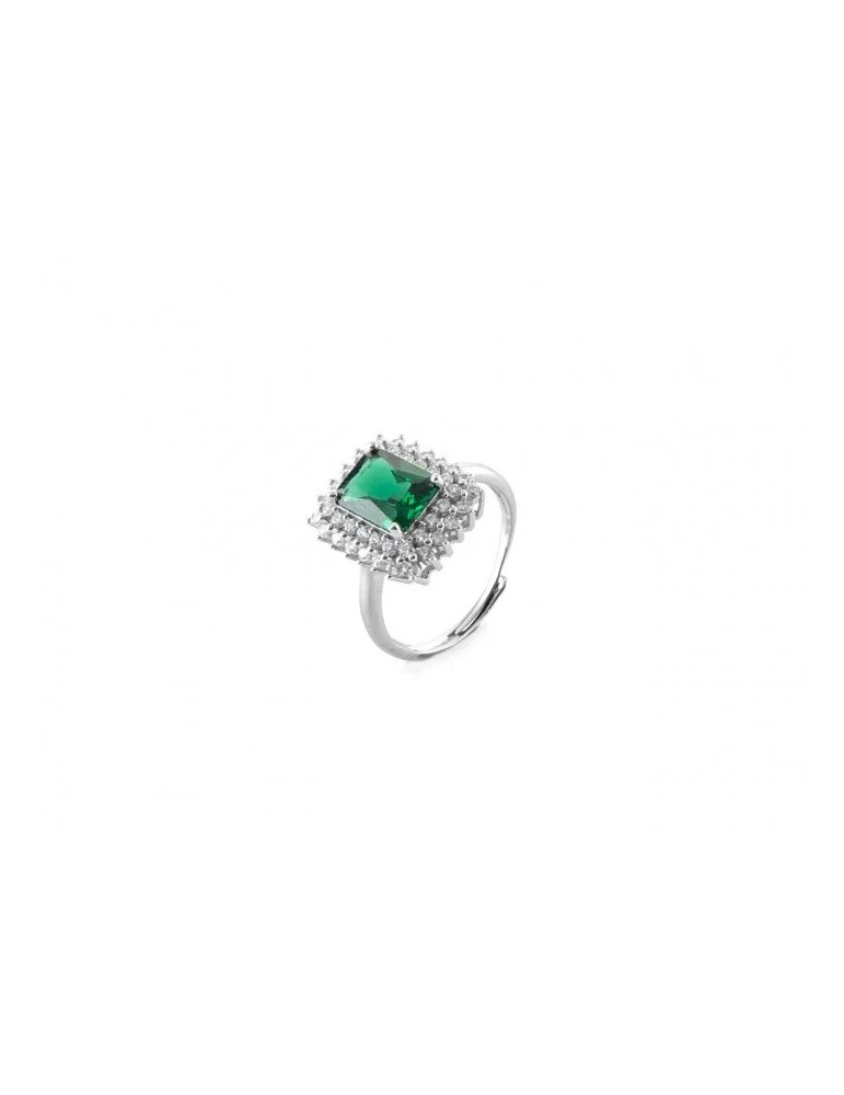 4US Paciotti | Anello in argento 925‰ con zircone verde e zirconi e bianchi | 4UAN6546W