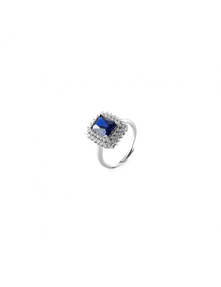 4US Paciotti | Anello in argento 925‰ con zircone blu e zirconi e bianchi | 4UAN6543W