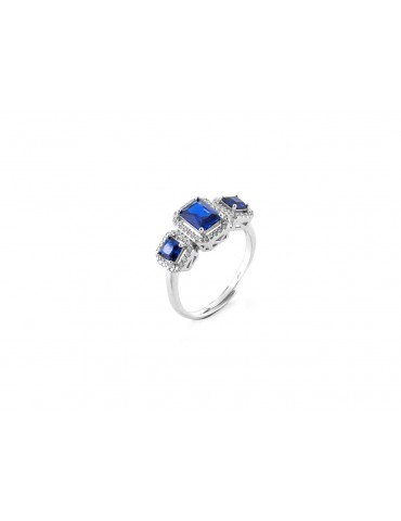 4US Paciotti | Anello in argento 925‰ con zirconi blu e zirconi e bianchi | 4UAN6556W