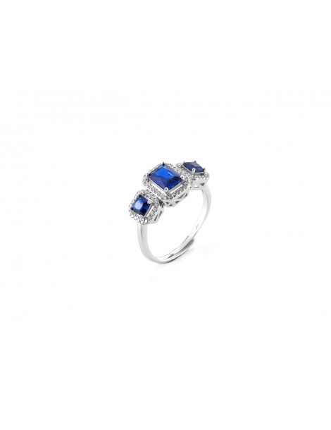 4US Paciotti | Anello in argento 925‰ con zirconi blu e zirconi e bianchi | 4UAN6556W