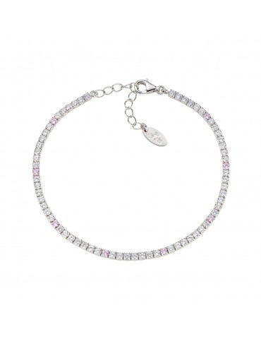 Amen | Tennis Mania | Bracciale tennis in argento 925‰ con zirconi bianchi e rosa | BT7BROB16