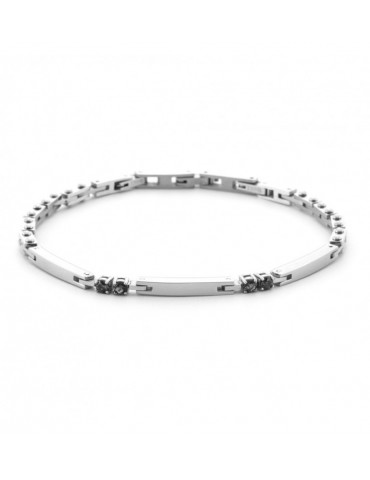 4US Paciotti | Bracciale in acciaio con zirconi neri | 4UBR6986