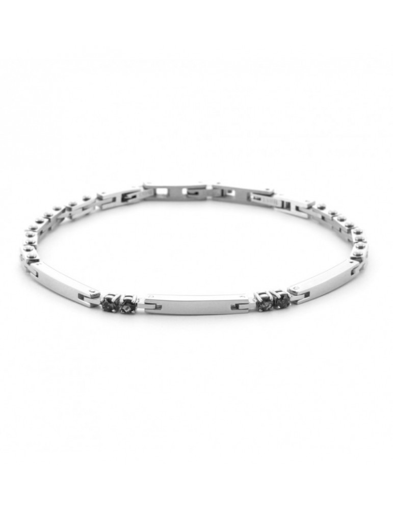 4US Paciotti | Bracciale in acciaio con zirconi neri | 4UBR6986