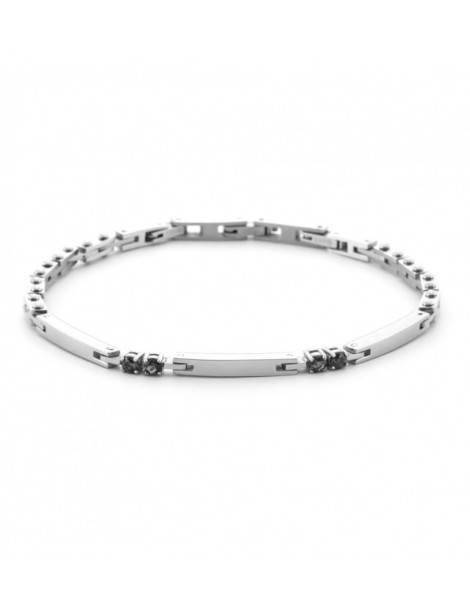 4US Paciotti | Bracciale in acciaio con zirconi neri | 4UBR6986