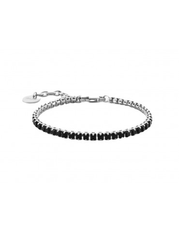 4US Paciotti | Bracciale tennis in acciaio con zirconi neri | 4UBR6975