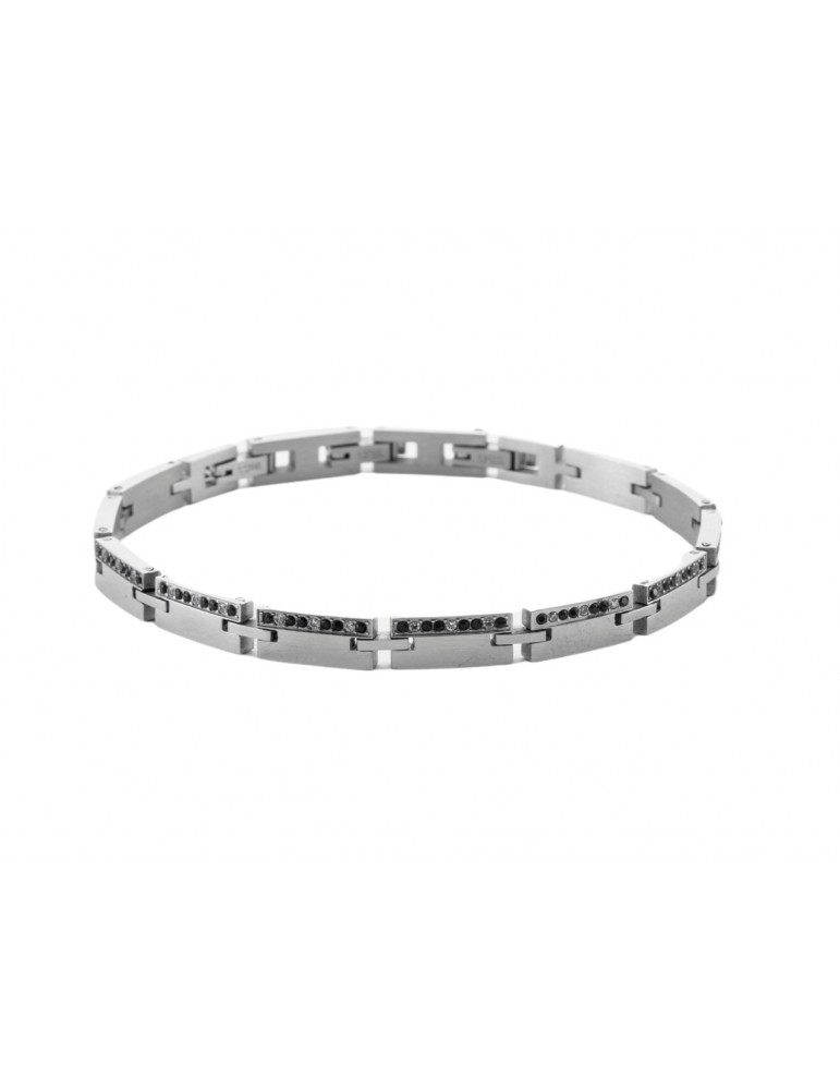 4US Paciotti | Bracciale in acciaio con zirconi neri e bianchi | 4UBR6973