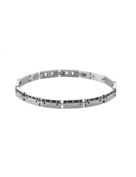 4US Paciotti | Bracciale in acciaio con zirconi neri e bianchi | 4UBR6973