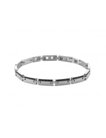 4US Paciotti | Bracciale in acciaio con zirconi neri | 4UBR6974